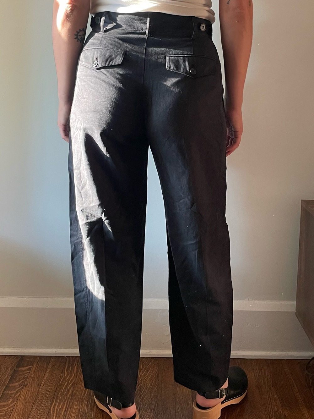 Madewell High-Rise Barrel-Leg Pants Black Linen Blend 2 NWT Trousers Workwear - Picture 2 of 6